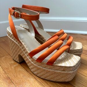 Sam Edelman Tibby Orange Platform Woven Wedge Strapping Sandals Women’s Size 11